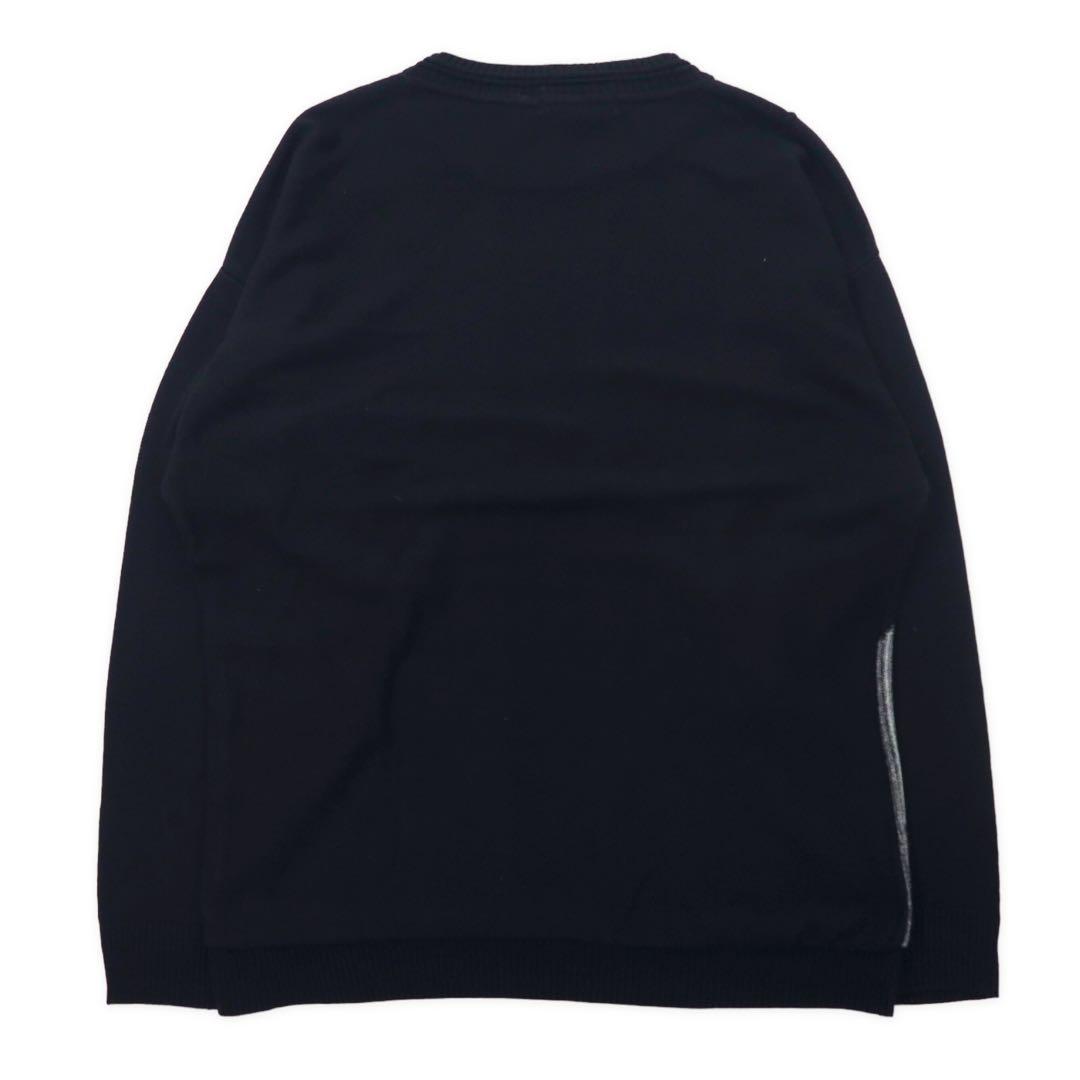 PRONTO UOMO USA crew neck knit sweater M black acrylic all over pattern stripe