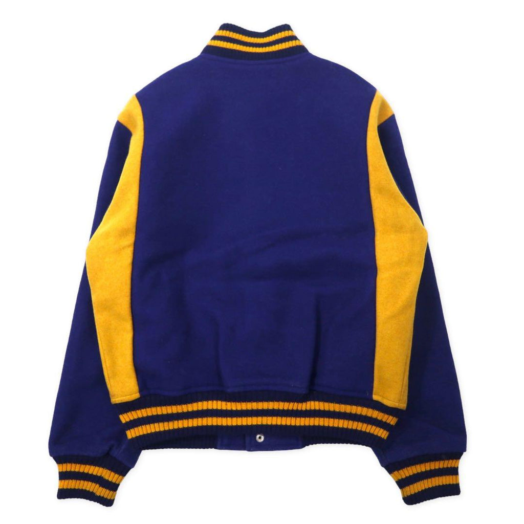 VAN -JAC- 70's Stadium Jacket M Blue Yellow Wool Rib Line