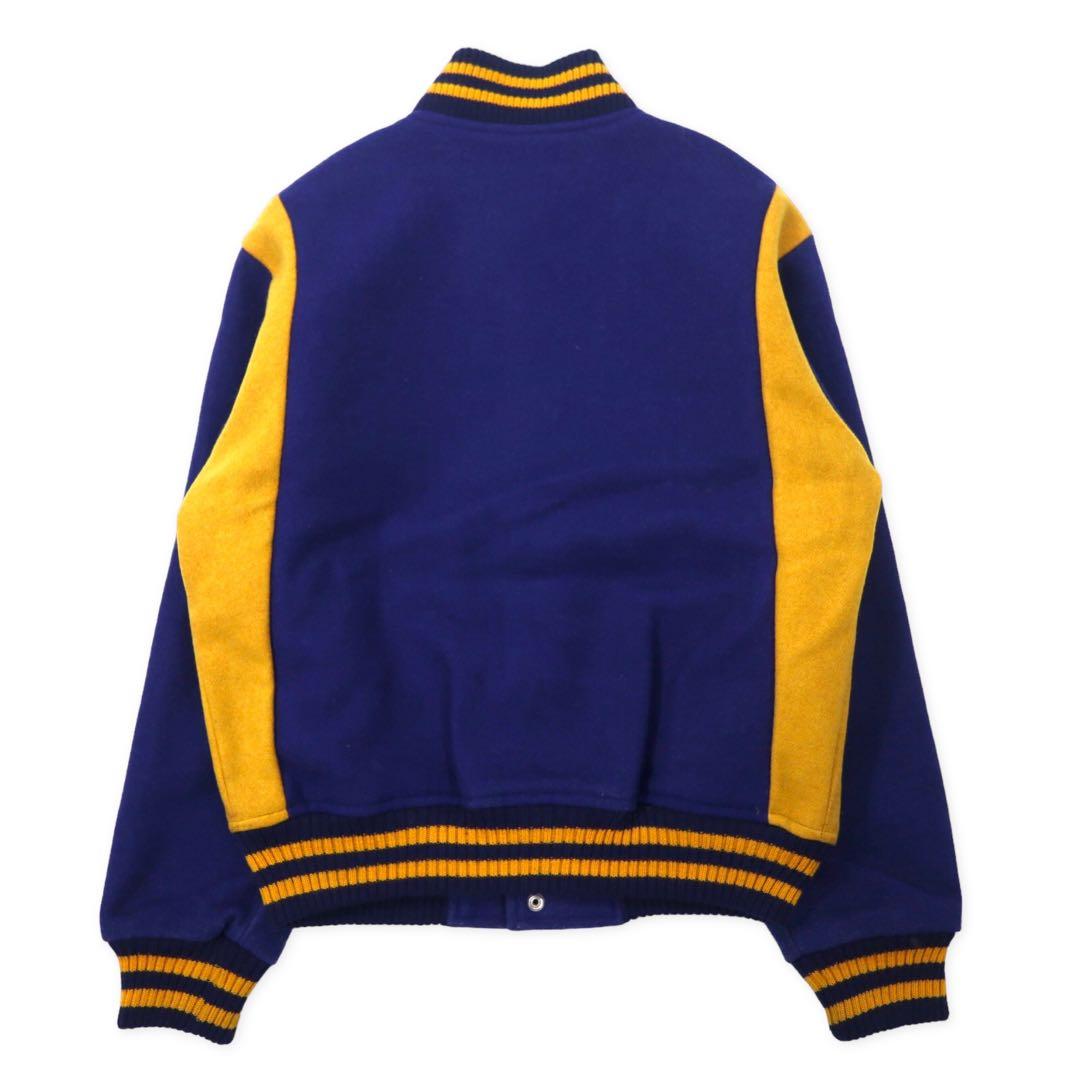 VAN -JAC- 70's Stadium Jacket M Blue Yellow Wool Rib Line