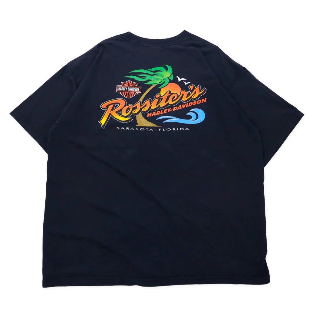 HARLEY DAVIDSON USA logo print T-shirt 3X black cotton SARASOTA FLORIDA double-sided print big size