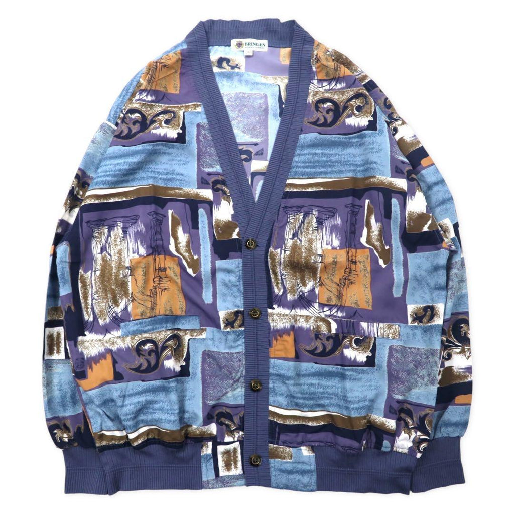 BRINGEN Retro Cardigan L Multicolor Allover Print Polyester
