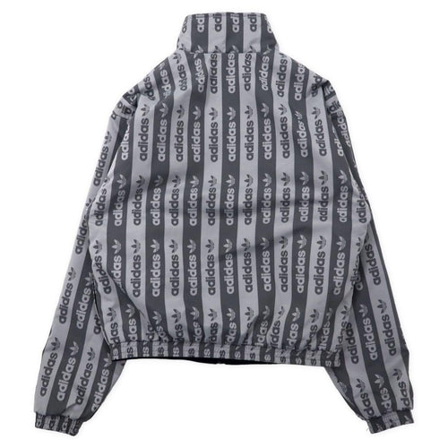 adidas originals All-over pattern reversible jacket M Gray Black Trefoil logo nylon FQ2411