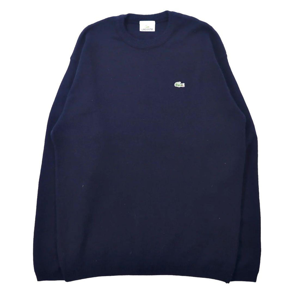 LACOSTE High Gauge Knit Sweater 4 Navy Wool One Point Logo