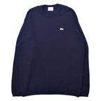 LACOSTE High Gauge Knit Sweater 4 Navy Wool One Point Logo
