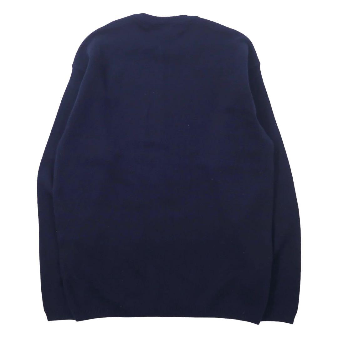 LACOSTE High Gauge Knit Sweater 4 Navy Wool One Point Logo