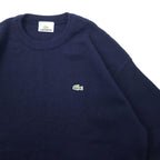 LACOSTE High Gauge Knit Sweater 4 Navy Wool One Point Logo