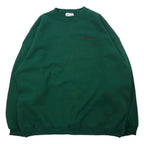 Hanes Made in USA 90's HEAVYWEIGHT Crew Neck Sweat XXL Green Cotton Brushed Back One Point Embroidery TDM TILING INC. Big Size