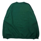 Hanes Made in USA 90's HEAVYWEIGHT Crew Neck Sweat XXL Green Cotton Brushed Back One Point Embroidery TDM TILING INC. Big Size