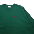 Hanes Made in USA 90's HEAVYWEIGHT Crew Neck Sweat XXL Green Cotton Brushed Back One Point Embroidery TDM TILING INC. Big Size
