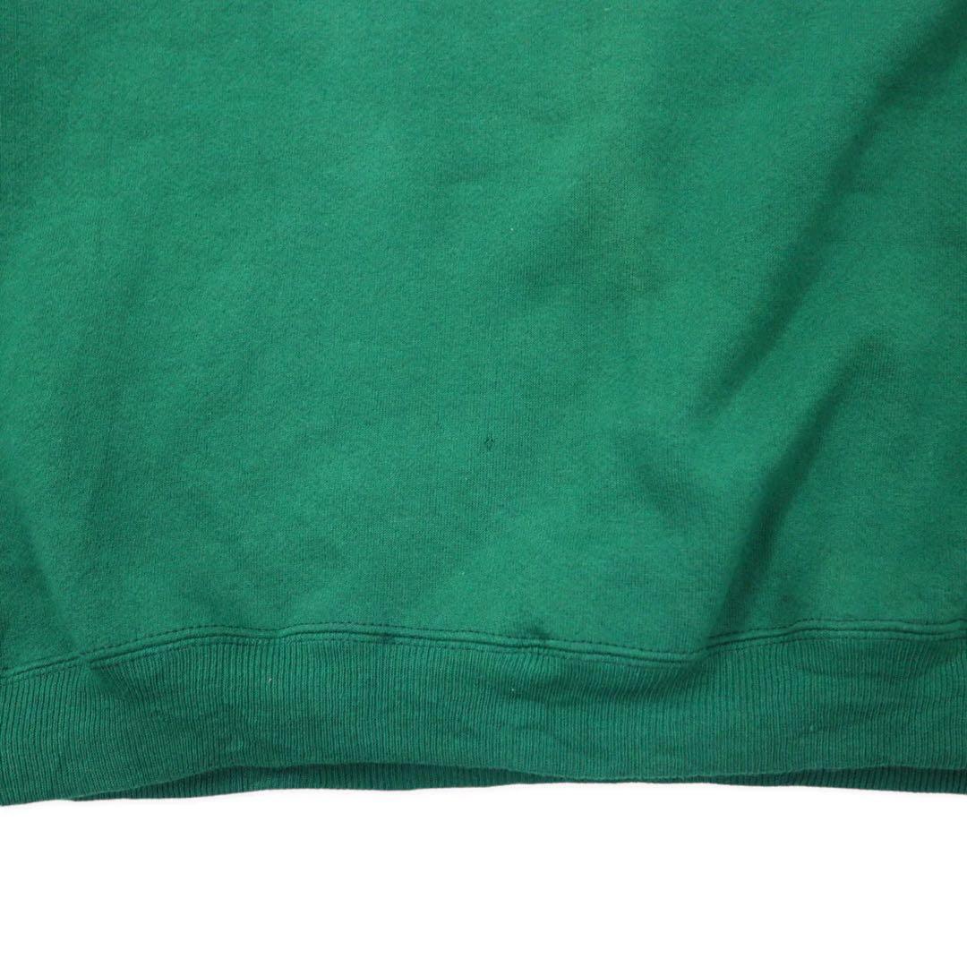 Hanes Made in USA 90's HEAVYWEIGHT Crew Neck Sweat XXL Green Cotton Brushed Back One Point Embroidery TDM TILING INC. Big Size