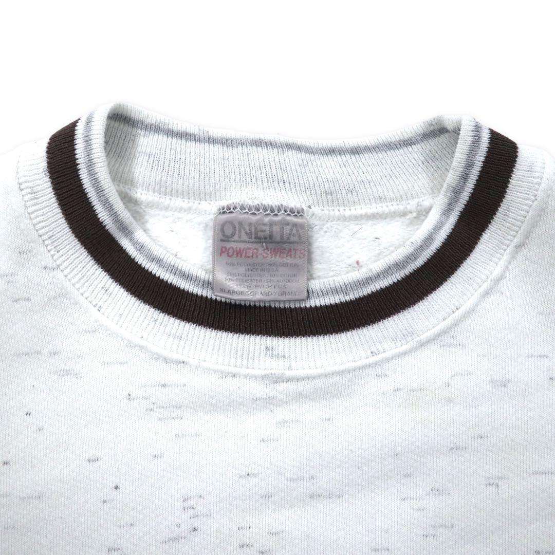 ONEITA Made in USA 90's Ribline Sweatshirt XL White Cotton Brushed Lining LAKEWOOD PARK PANTHERS Big Size