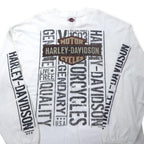 HARLEY DAVIDSON Logo Print Long Sleeve T-Shirt Long T-shirt 2XL White Cotton Double Sided Print Sleeve Logo BEAUMONT, TEXAS Big Size Made in Mexico