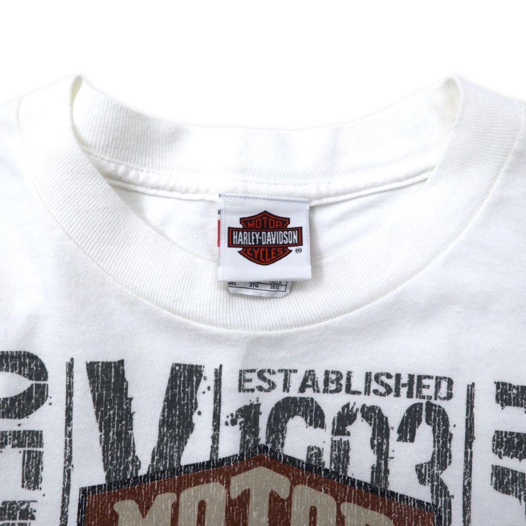 HARLEY DAVIDSON Logo Print Long Sleeve T-Shirt Long T-shirt 2XL White Cotton Double Sided Print Sleeve Logo BEAUMONT, TEXAS Big Size Made in Mexico