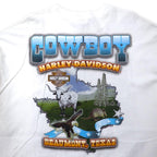 HARLEY DAVIDSON Logo Print Long Sleeve T-Shirt Long T-shirt 2XL White Cotton Double Sided Print Sleeve Logo BEAUMONT, TEXAS Big Size Made in Mexico