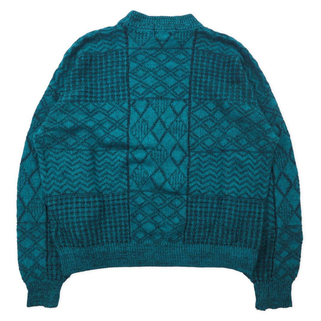 McGREGOR 80's Bottle Neck Low Gauge Knit Sweater L Green Acrylic All Over Pattern Crazy Pattern