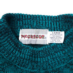 McGREGOR 80's Bottle Neck Low Gauge Knit Sweater L Green Acrylic All Over Pattern Crazy Pattern