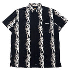 FREAKY 90's Fire Pattern Short Sleeve Shirt Aloha Shirt L Black Cotton All Over Pattern