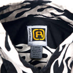 FREAKY 90's Fire Pattern Short Sleeve Shirt Aloha Shirt L Black Cotton All Over Pattern