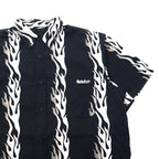FREAKY 90's Fire Pattern Short Sleeve Shirt Aloha Shirt L Black Cotton All Over Pattern