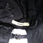 PRADA Bucket Hat S Black Nylon Logo Embroidery Leather Belt Made in Italy