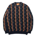 CORSINI ITALIA 90's Allover Design Knit Sweater 3L Black Wool Big Size Made in Japan