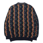 CORSINI ITALIA 90's Allover Design Knit Sweater 3L Black Wool Big Size Made in Japan