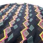 CORSINI ITALIA 90's Allover Design Knit Sweater 3L Black Wool Big Size Made in Japan