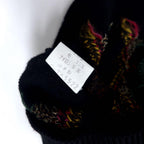 CORSINI ITALIA 90's Allover Design Knit Sweater 3L Black Wool Big Size Made in Japan