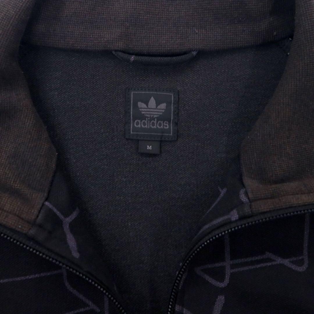 adidas originals 00's Track Jacket Jersey M Black Polyester USA Patch All Over Pattern 3 Stripes Trefoil Logo Embroidery