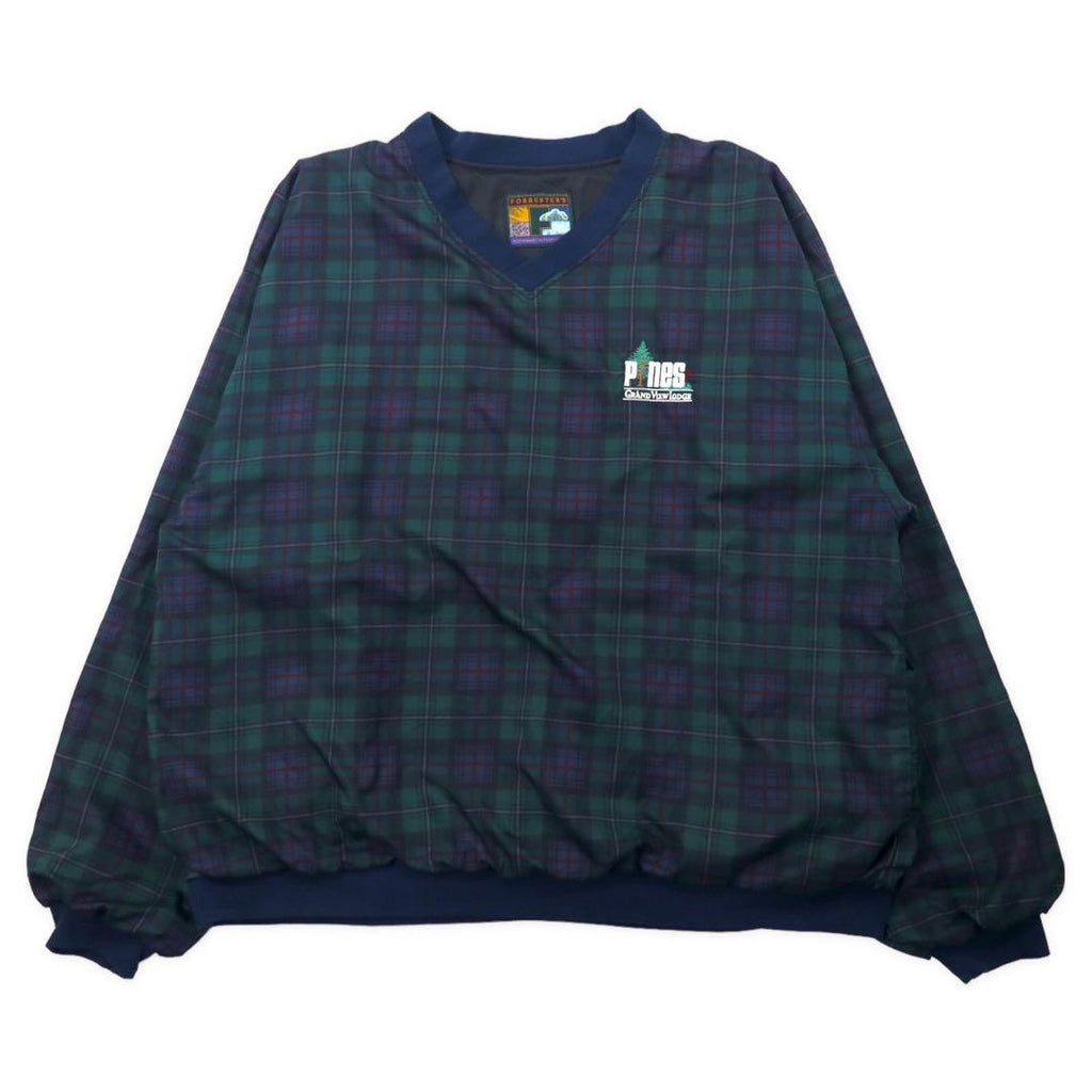 FORRESTER'S Piste Pullover Nylon Jacket XXL Green Tartan Plaid Black Watch W LODGE Embroidery Big Size