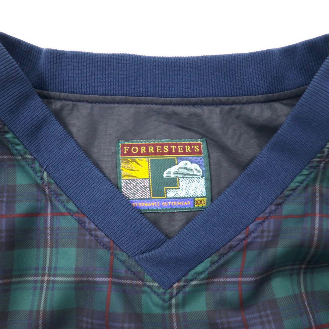 FORRESTER'S Piste Pullover Nylon Jacket XXL Green Tartan Plaid Black Watch W LODGE Embroidery Big Size