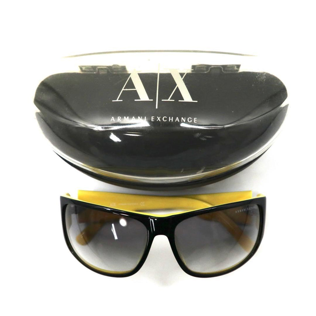 A|X ARMANI EXCHANGE Sunglasses, Square, Black, Yellow, Side Logo, AX199/F/S 71CJJ 61-14 130