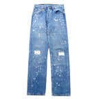 Levi's USA 90s 501 Denim Pants 28 Blue Paint Distressed