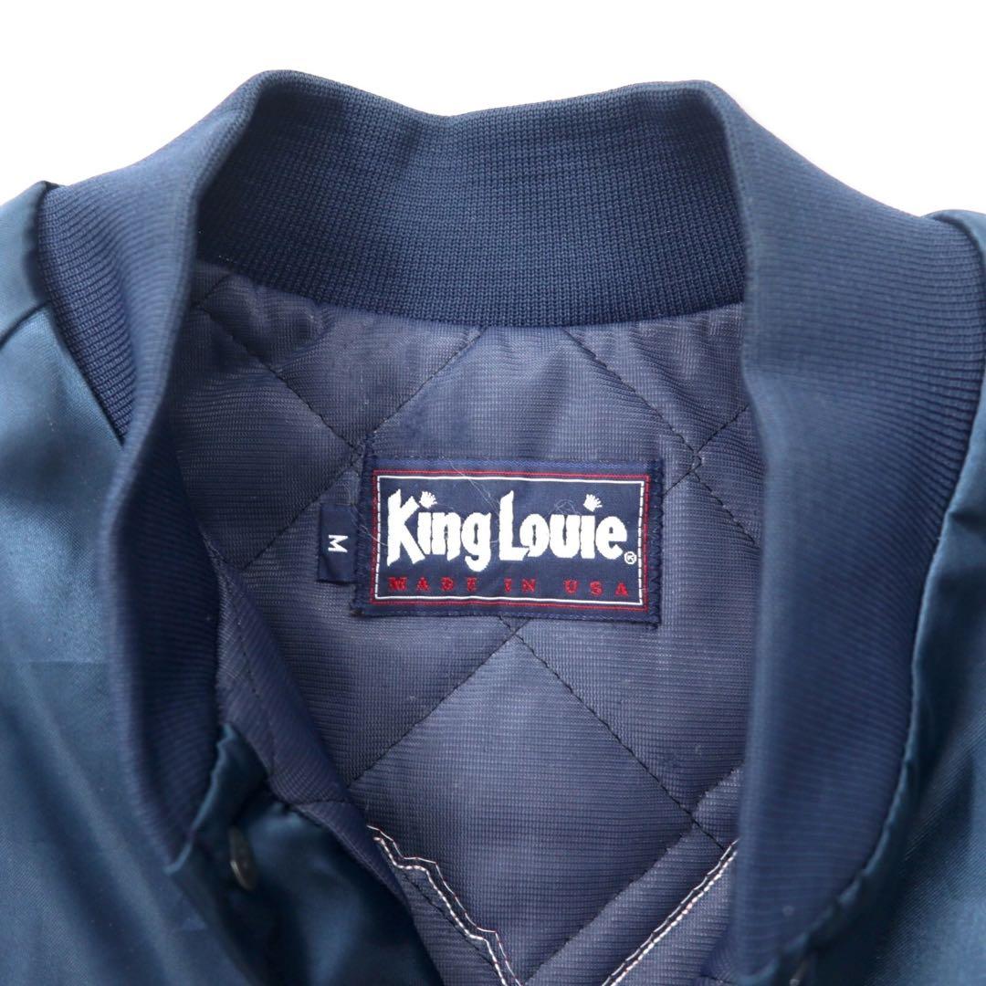 King Louie USA 90's Stadium Jumper M Navy Nylon Quilted Liner Back Patch