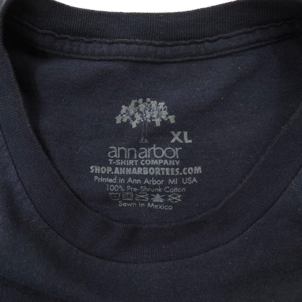 Ann Arbor プリントTシャツ XL ネイビー コットン 星条旗 Fire & Rescue アメリカ 消防士 Maltese Cross Firefighter Fire Courage Honor メキシコ製