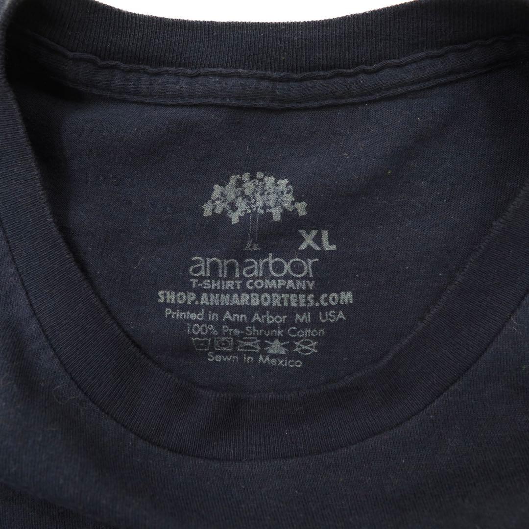 Ann Arbor プリントTシャツ XL ネイビー コットン 星条旗 Fire & Rescue アメリカ 消防士 Maltese Cross Firefighter Fire Courage Honor メキシコ製