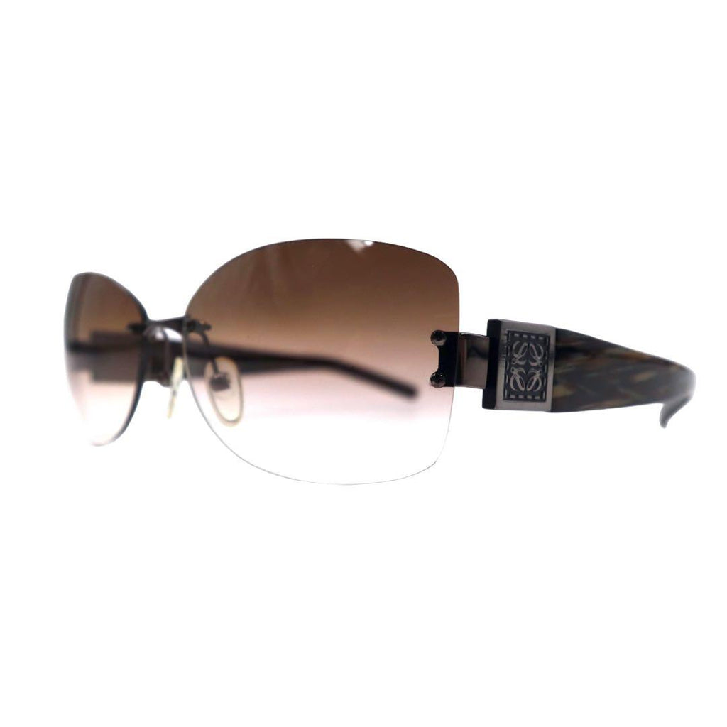 LOEWE Rimless Gradient Sunglasses Square Brown Side Logo SLW255 Made in Italy