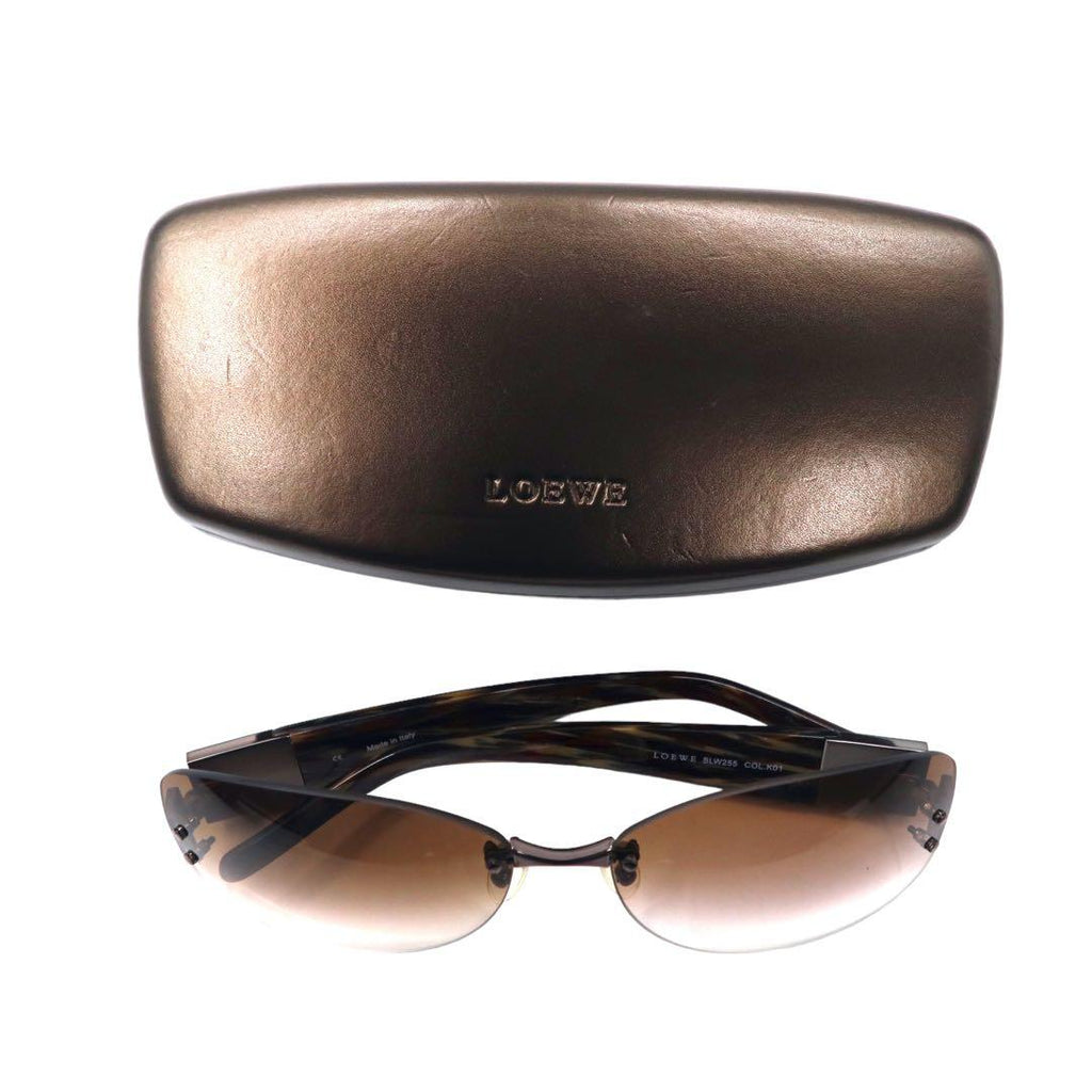 LOEWE Rimless Gradient Sunglasses Square Brown Side Logo SLW255 Made in Italy