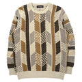 LINDBERGH 3D knit sweater M beige acrylic all over pattern different materials switching