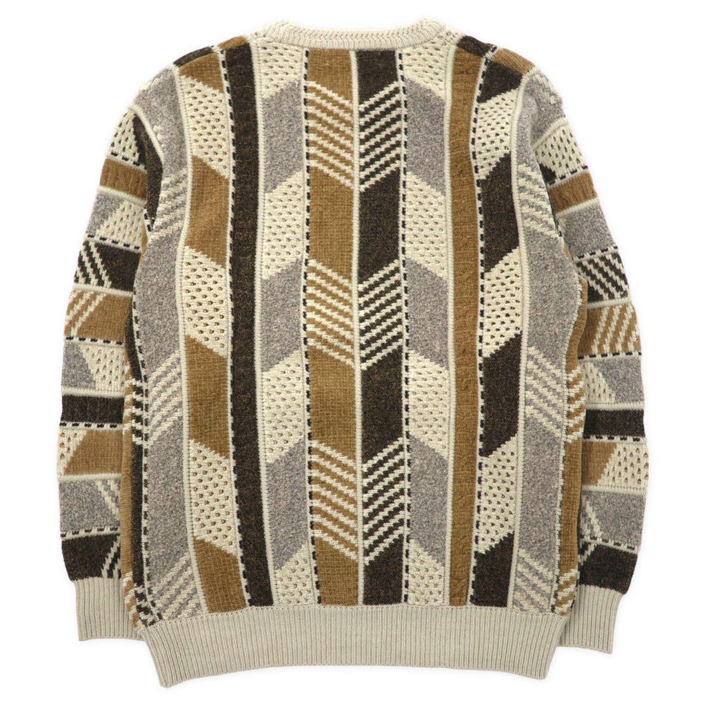 LINDBERGH 3D knit sweater M beige acrylic all over pattern different materials switching