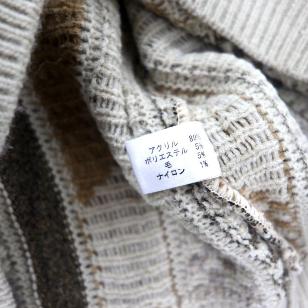 LINDBERGH 3D knit sweater M beige acrylic all over pattern different materials switching
