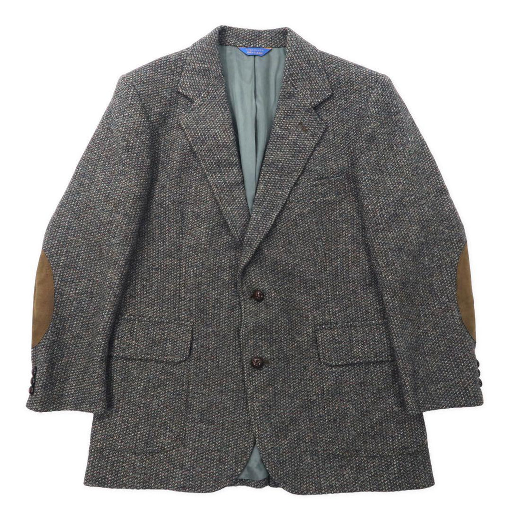 USA製 80年代 PENDLETON 2Bツイードジャケット 40 グレー ウール レザーエルボーパッチ
