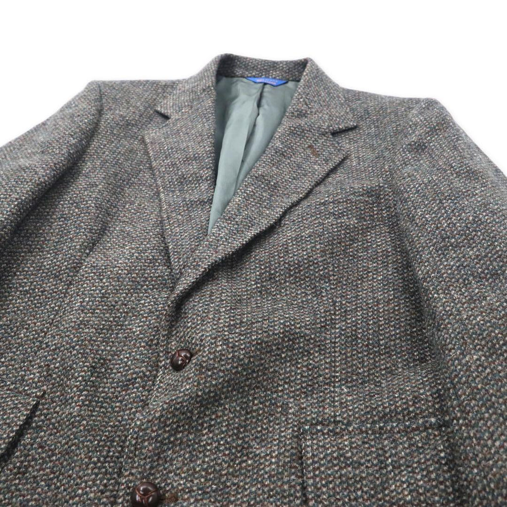 USA製 80年代 PENDLETON 2Bツイードジャケット 40 グレー ウール レザーエルボーパッチ