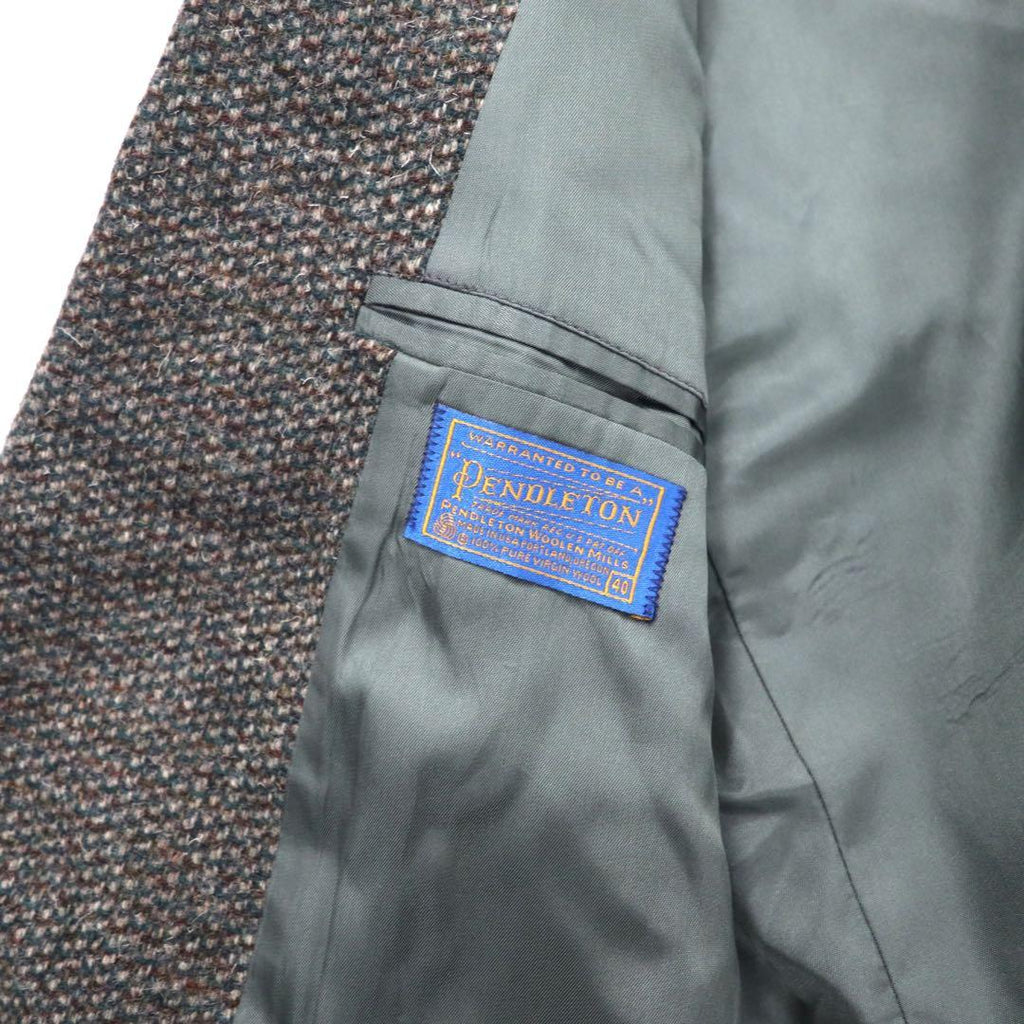 USA製 80年代 PENDLETON 2Bツイードジャケット 40 グレー ウール レザーエルボーパッチ