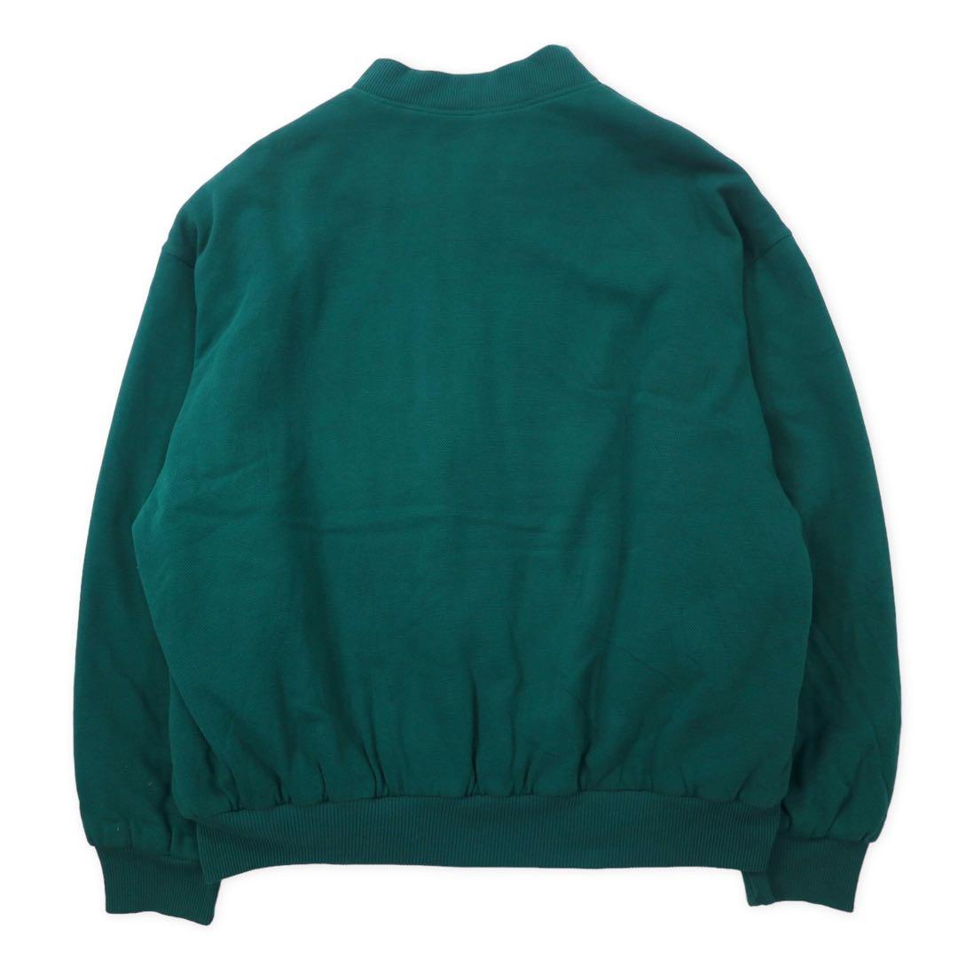 CHEMISE LACOSTE Made in France 80's French Lacoste Snap Cardigan Stadium Jean 4 Green Cotton One Point Logo Big Size