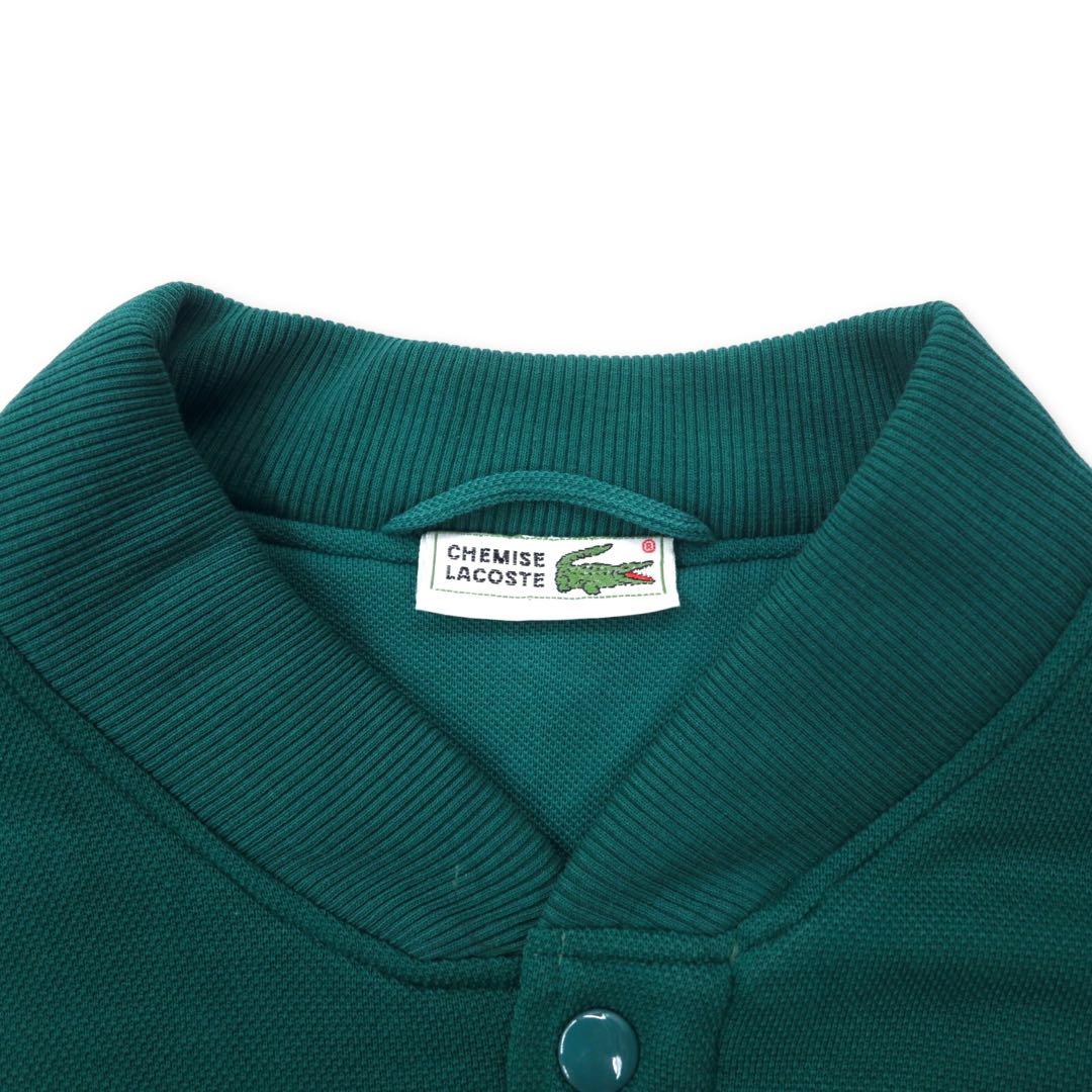 CHEMISE LACOSTE Made in France 80's French Lacoste Snap Cardigan Stadium Jean 4 Green Cotton One Point Logo Big Size