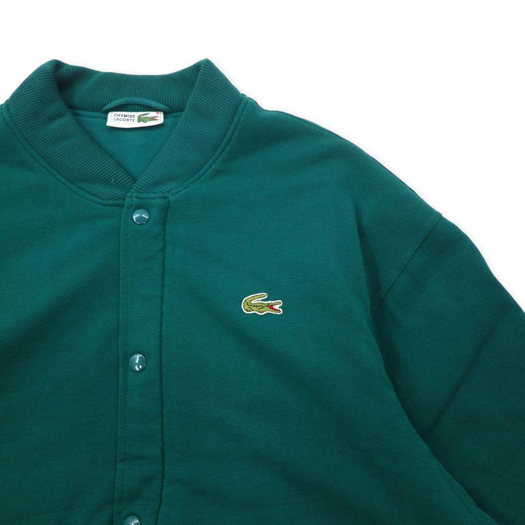 CHEMISE LACOSTE Made in France 80's French Lacoste Snap Cardigan Stadium Jean 4 Green Cotton One Point Logo Big Size