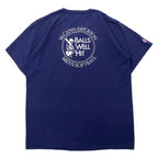 USA製 RUSSELL ATHLETIC 80年代 ヘンリーネック Tシャツ XL ネイビー コットン バックプリント McCANN-ERICKSON MEN'S SOFTBALL