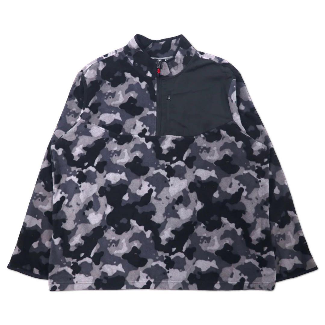 STARTER Half Zip Fleece Jacket 3XL Gray Black Camouflage Polyester Big Size