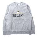 PRO PLAYER Made in USA 90's NFL Football Sweatshirt L Gray Cotton Brushed Lining PITTSBURGH STEELERS